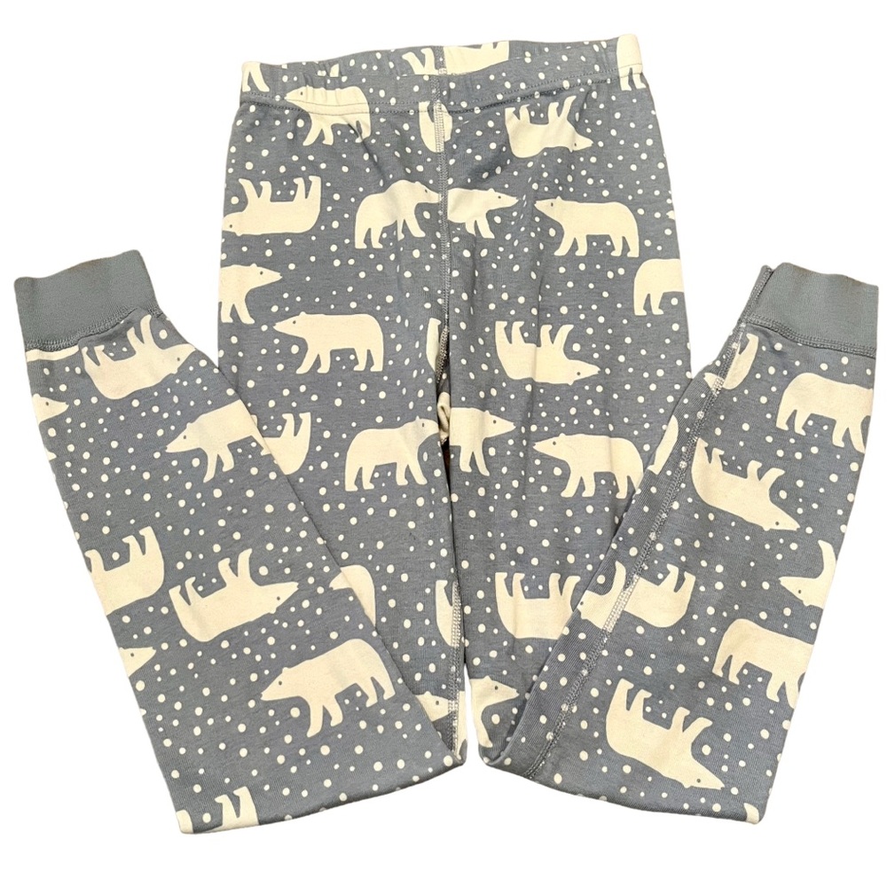 Hanna Andersson grayish blue &White Pajama Pants polar bear & snow print sz 10